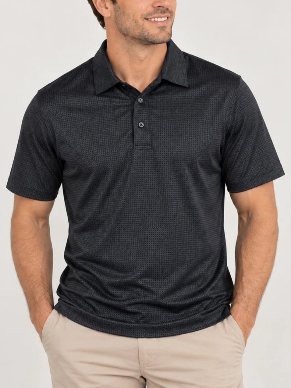 Callaway Men’s Golf Polo Black Charcoal Textured Performance Shirt - Size Small